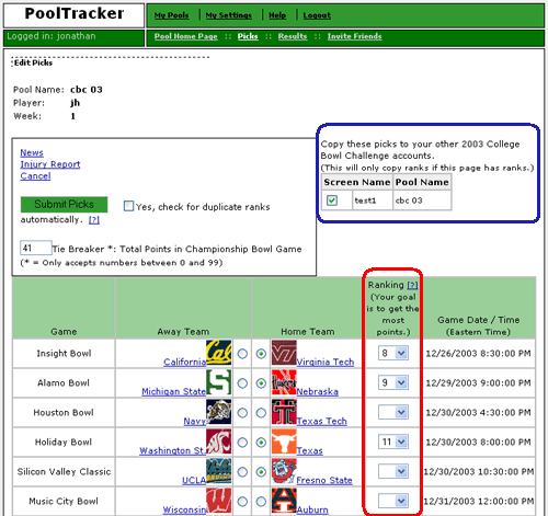 2012 ACC College Football pick 'em pool